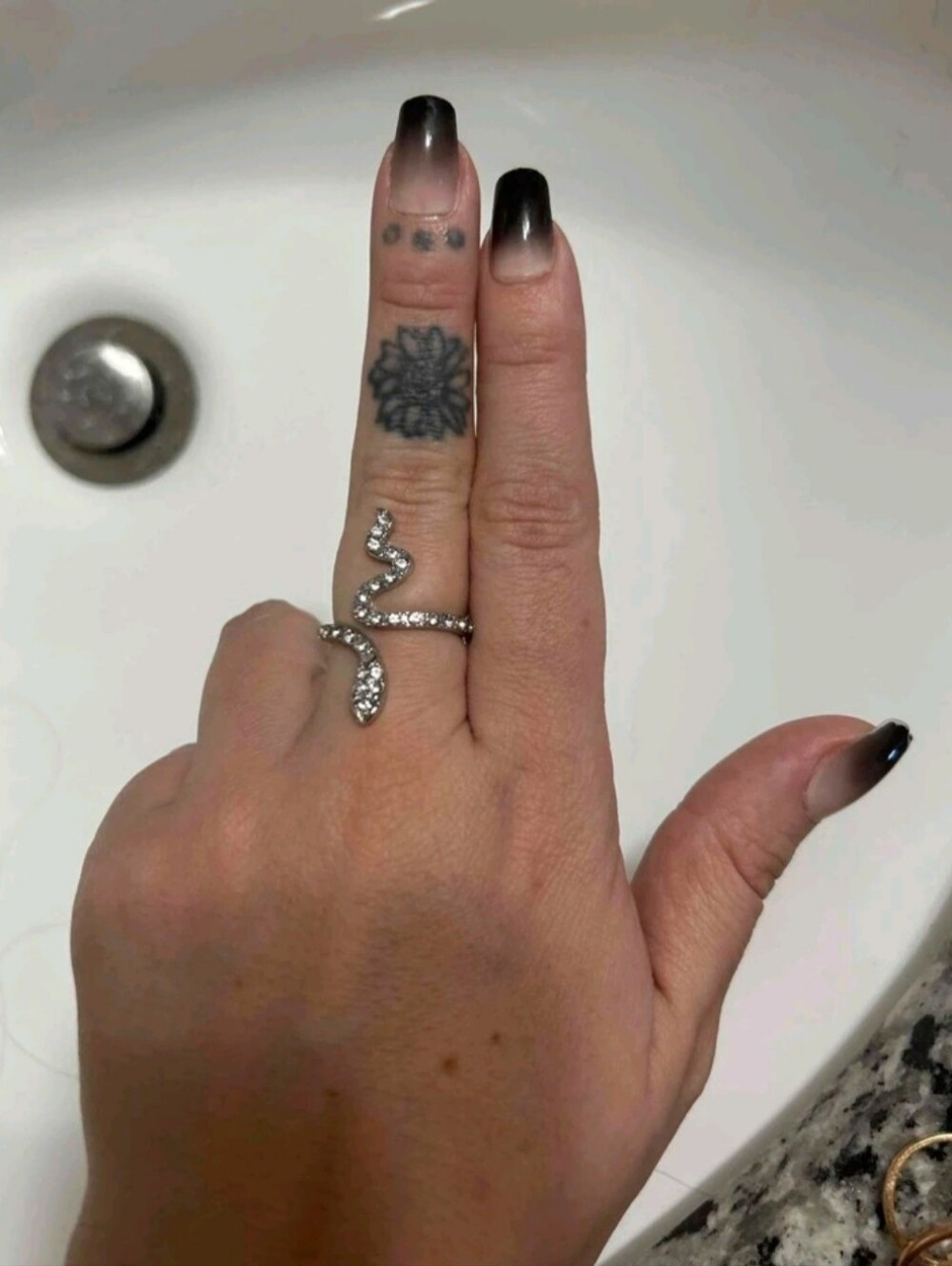 Sliver Rhinestone Snake Wrap Ring - Picture 2 of 2